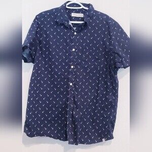 SOVEREIGN Code LA Men’s Navy Blue Palm Tree Button Up Shirt Size XL